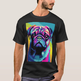 Pug-hondenportretten tekening. dier kleurrijk. Die T-shirt