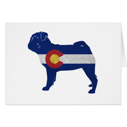 Pug Hondenras Colorado Flag Silhouette Card (Voorkant Horizontaal)