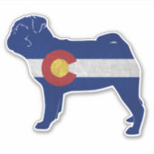 Pug Hondenras Colorado Flag Silhouette Sticker (Voorkant)