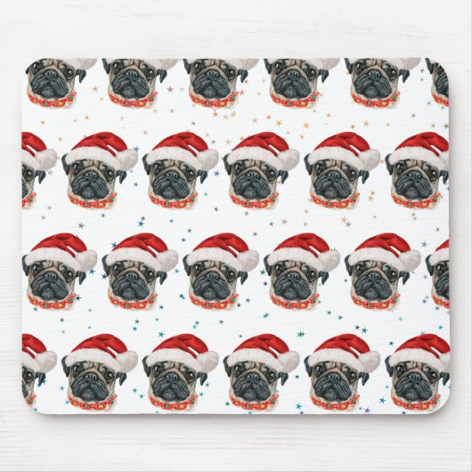 Pug Hondenras Kerststerren Muismat (Voorkant)