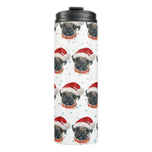Pug Hondenras Kerststerren Thermosbeker (Voorkant)