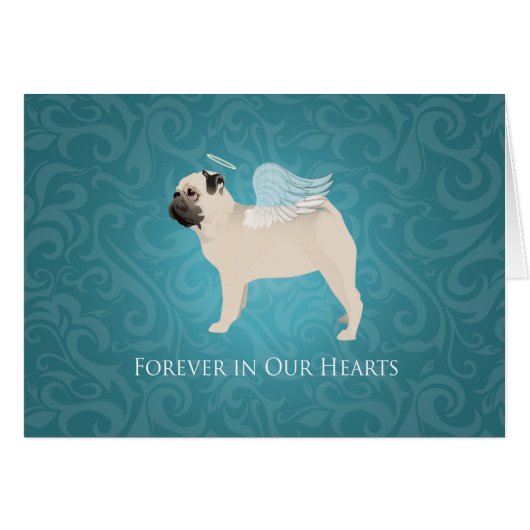 Pug Hondenras Pet Memorial - Pug Angel Card (Voorkant Horizontaal)