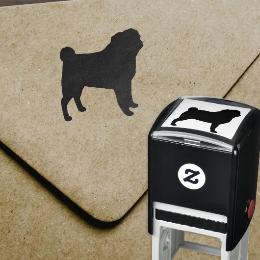Pug Hondenras Silhouet Zelfinktende Stempel
