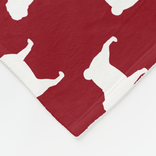 Pug Hondenras Silhouettes Pattern Red en White Fleece Deken (Hoek)