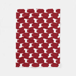Pug Hondenras Silhouettes Pattern Red en White Fleece Deken