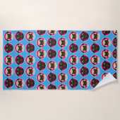 Pug-hoofden op Blue Beach Towel Strandlaken (Voorkant)