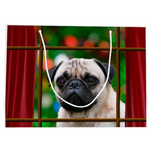 Pug-horloges voor Santa Large Cadeautasje (Achterkant)