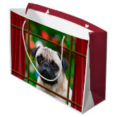Pug-horloges voor Santa Large Cadeautasje (Achterkant Gekanteld)