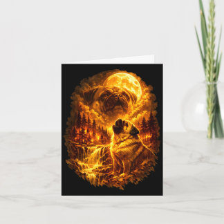 Pug howling at moon dramatic full moon  kaart