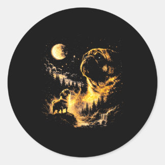 Pug howling to the moon vintage 90s funny dog ronde sticker