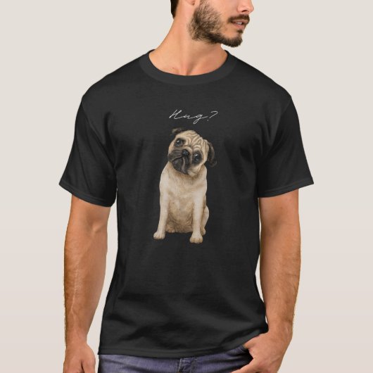 Pug Hug Cute Love Pugs Design T-shirt (Voorkant)