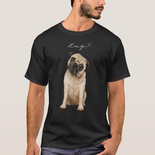 Pug Hug Cute Love Pugs Design T-shirt (Voorkant)