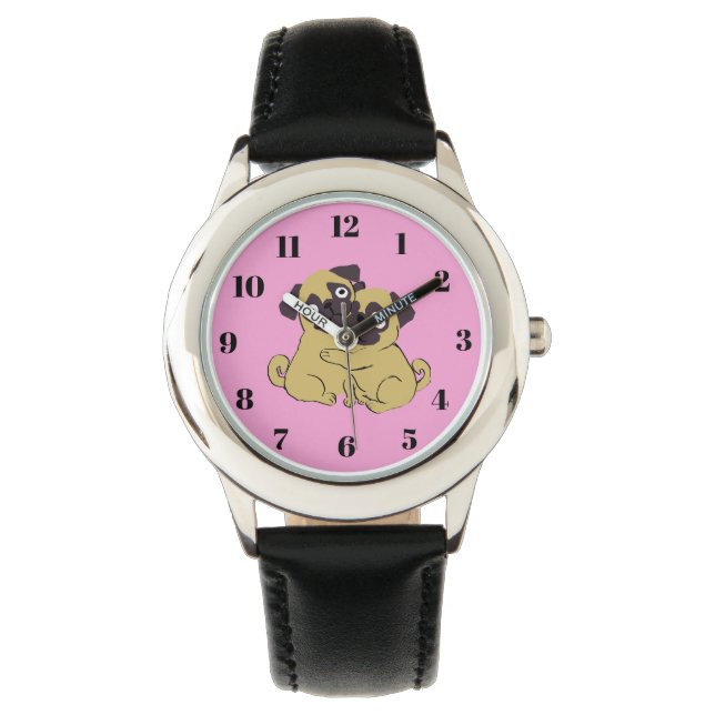 Pug hug  horloge (Voorkant)