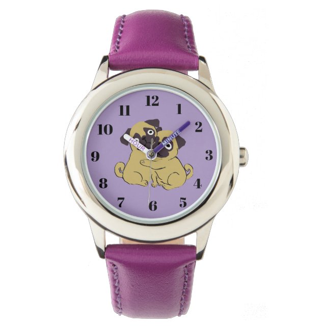 Pug hug  horloge (Voorkant)