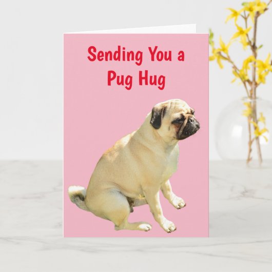Pug Hug Kaart (Gele Bloem)