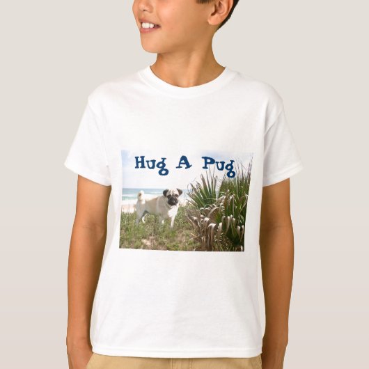 Pug Hug Kinder T-Shirt Beachgras (Voorkant)