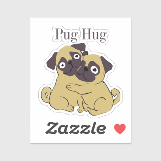 Pug hug  sticker (Vel)