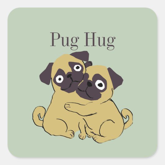 Pug hug  vierkante sticker (Voorkant)