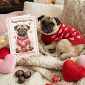 Pug Hugs and Kisses Adorable Valentine's Day Kaart