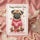 Pug Hugs and Kisses Adorable Valentine's Day Kaart