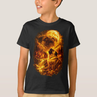 Pug huilt naar maan dramatische volle maan  t-shirt