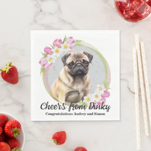 Pug-huwelijksservetten met hondenfoto servet