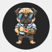 Pug I Love Dad Funny Dog Tattoo Ronde Sticker (Voorkant)