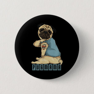 Pug I Love mam Tattoo Dog, Funny Moederdag Gift Ronde Button 5,7 Cm