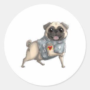 Pug I Love Mam Tattoo Dog Shirt Funny Moederdag Ronde Sticker