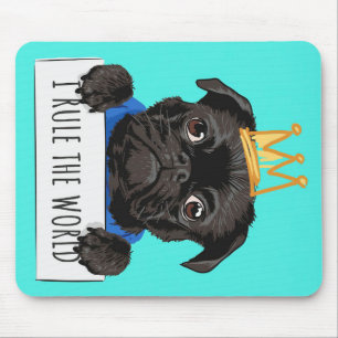 Pug I Rule The World Gift, grappige Pug Lover Gift Muismat