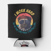 Pug I WERK HARD Blikjeskoeler (Voorkant)