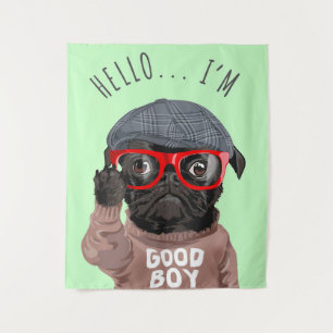 Pug Ik Ben Een Goede Jongen, Pug Liefhebber Cadeau Wandkleed