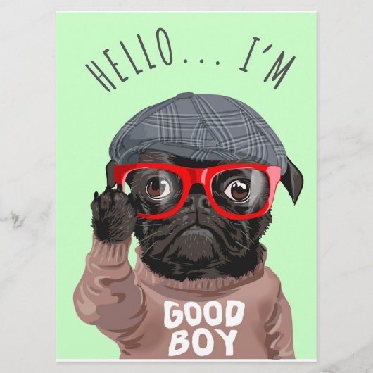 Pug ik ben een goede jongen, Pug Lover Gift, grapp Menu (Voorkant)