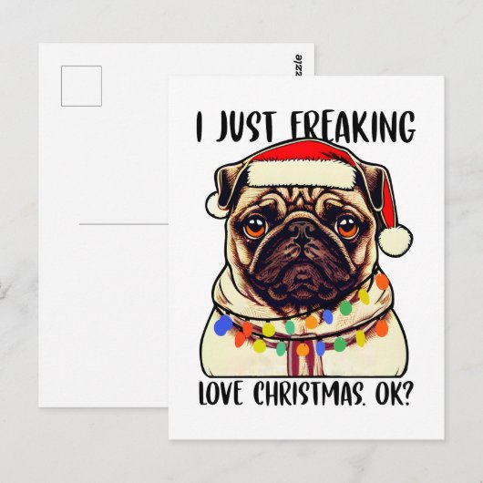 Pug ik ben gewoon dol op Kerstmis...pug-liefhebber Briefkaart (Voorkant / Achterkant)