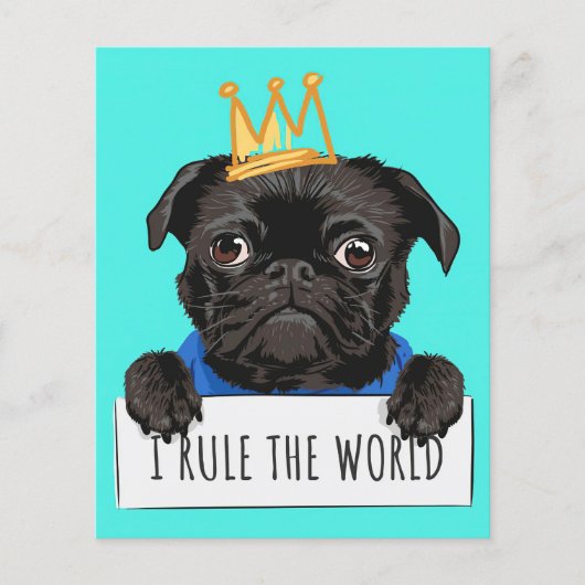 Pug ik heers over de wereld cadeau, grappig Pug li Flyer (Voorkant)