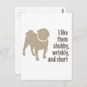 Pug - Ik hou van hen, Chubby, Kort en Kort Briefkaart (Voorkant / Achterkant)