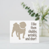 Pug - Ik hou van hen, Chubby, Kort en Kort Briefkaart (Staand voorkant)