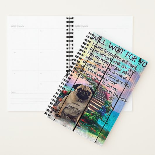 Pug ik zal op je wachten, Pug Lover Gift, Pug Dog Planner (Display)