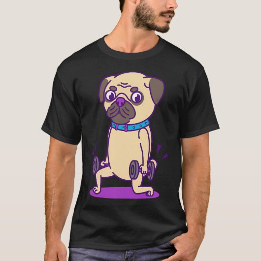 Pug illustratie t-shirt (Voorkant)