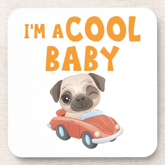 Pug I'm a Cool Baby Bier Onderzetter (Voorkant)