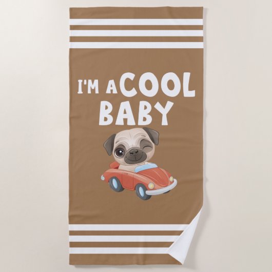 Pug I'm a Cool Baby Strandlaken (Voorkant)