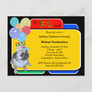 Pug in a Birthday Pet Birthday Barker Kaart