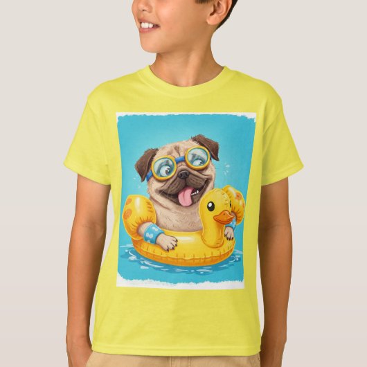 Pug In A Pool beroemd gemaakt door Natasha Us T-shirt (Voorkant)