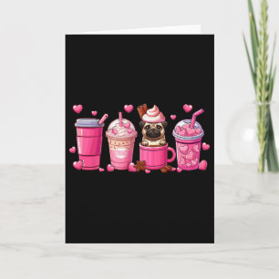 Pug in beker koffie liefhebber valentijnsdag hart kaart