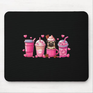 Pug in beker koffie liefhebber Valentijnsdag hart Muismat