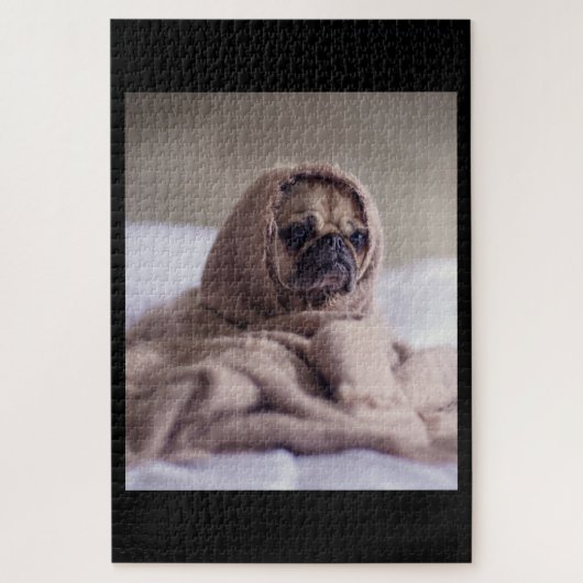 Pug in Blanket Cute Pug Hondenliefhebber Gift Legpuzzel (Verticaal)