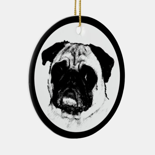 Pug in Circle Keramisch Ornament (Rechts)