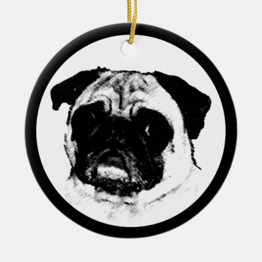 Pug in Circle Keramisch Ornament (Voorkant)