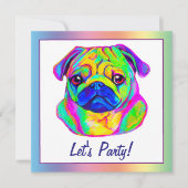 Pug in Colors Birthday Kaart (Voorkant)