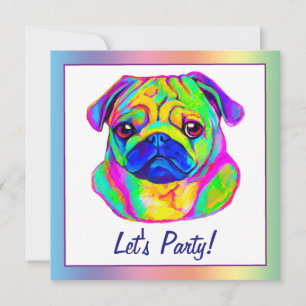 Pug in Colors Birthday Kaart